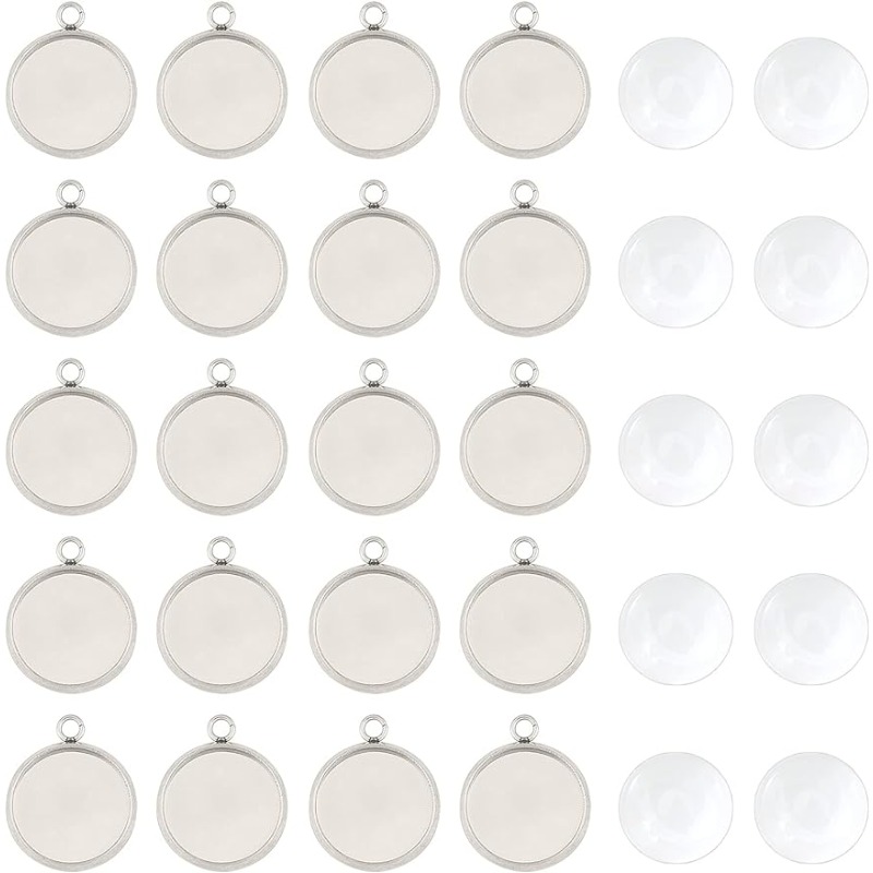 Bezels Set Pendant - 50 sets hanger cabochon sieradensets roestvrijstalen