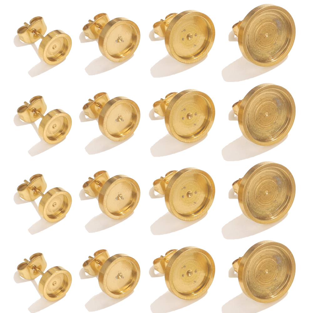 Resin Craft Projects - 10st roestvrij staal gouden oorbel stud